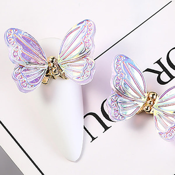 6 st Aurora Magic Resin Nagelfil med fjäril med fjäder som dansar nageltillbehör