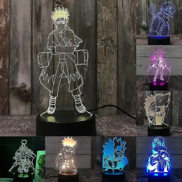 3D natlampe Naruto-team hvirvel Naruto Sasuke Sakura karakter LED natlampe A