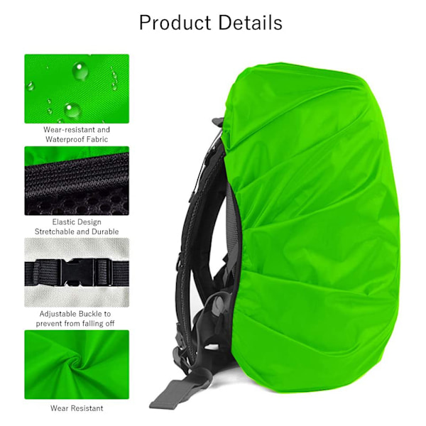 2-pack Vattentätt Regnskydd för Ryggsäck, Reflekterande Ryggsäcksregnskydd för Damm- och Stöldskydd/Cykling/Vandring/Camping/Resor/Utomhusaktiviteter