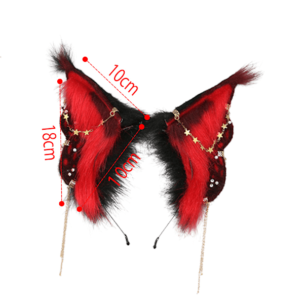 Fox Cat Butterfly Lange Pelsører Hår Hodeplagg Ulv Dyr Anime Halloween Party Kostyme