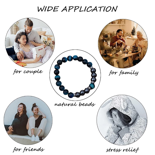 Beskyttelsesarmbånd Obsidian Tigerøje Stenarmbånd til Beskyttelse Bringer Held og Velstand