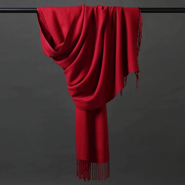 Dam Pashmina Sjal i Tjock Mjuk Kashmirull - Varm Enfärgad Stole