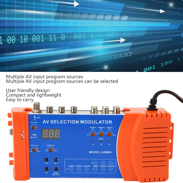 AV-valsmodulator Professionell PAL NTSC Standard VHF UHF RF-modulator för Hem-TV 100‑240V EU-kontakt