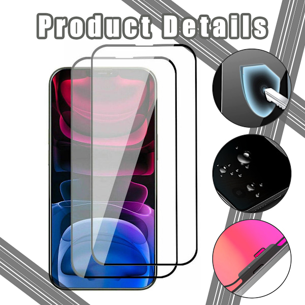 2-Pack iPhone 14 Plus Heltäckande Skärmskydd i Härdat Glas
