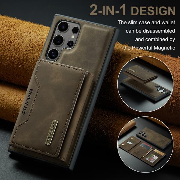 Suitable for Samsung Magnetic Card Holder Protective Leather Case Two-in-one Split Mobile Phone Case Brown brown S21 Plus