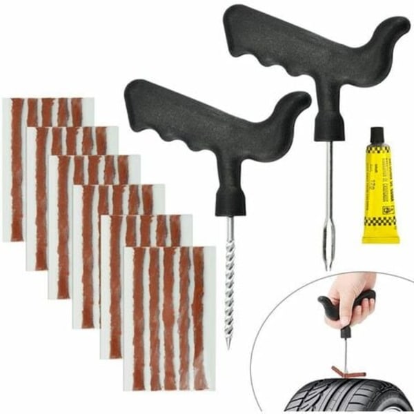 30 st naturgummi däckreparationsbits bildäcksbit 6MM10CM Motorcykeldäckreparationssats med 2 installationsverktyg Tubeless reparationssats Motorcykel Auto