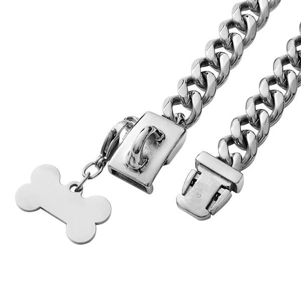 Lyxigt 18K guld hundhalsband, personligt kraftigt 1/2 tum brett rostfritt stål kubanskt halsband