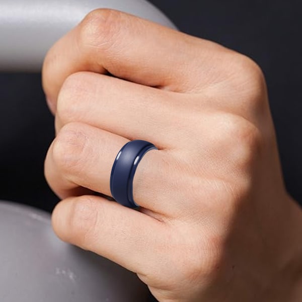 Silikonring för Män, Andningsbar med Luftflödesspår - 8mm Bred - 2.5mm Tjock Silikon Vigselringar