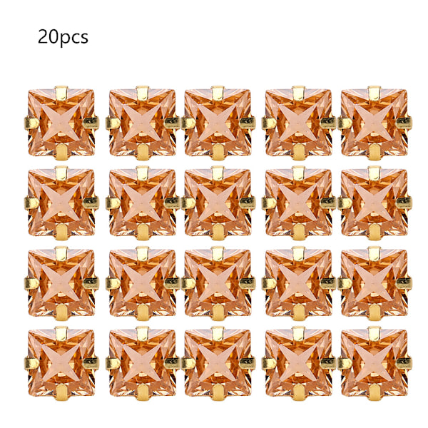 20 st Sy Rhinestones Kvadrat/Hjärta DIY Kläder Skor Tillbehör 6/8/10mm10mm Kvadrat Gyllene Champagne