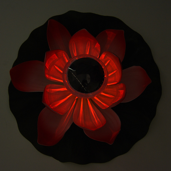 Vandafvisende Solcelledrevet LED Farveskiftende Lotusblomst Flydende Lampe Have Pool Farverig pink
