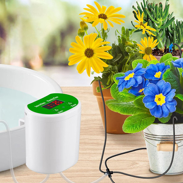 Automatisk Bevattningssystem, Bevattningssystem för Inomhusväxter, Krukväxter Kit, LED-Display och USB-Strömstation, Självbevattningssystem, DIY Automatisk