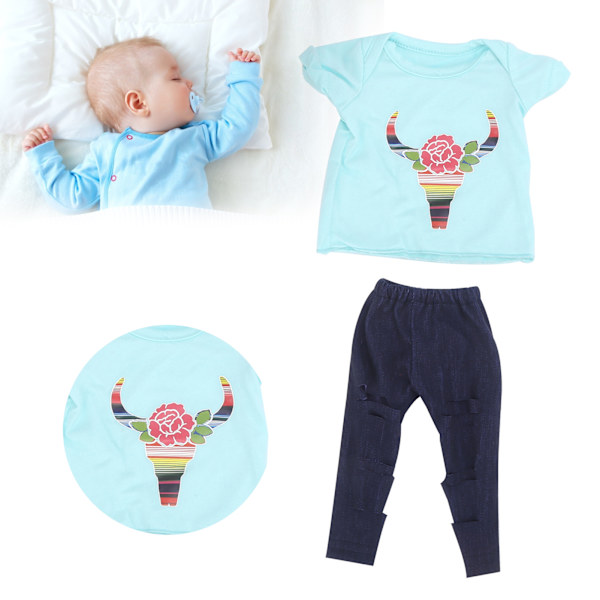 Byxor Kortärmad Skjorta 18 tum Dockkläder Outfit Nyfödd Babydockor Kläder SetQD18-052