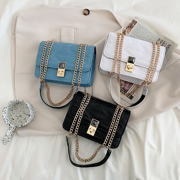 Quiltad axelväska för kvinnor,  Crossbody-handväska med kedjesträck,  Clutch-plånbok