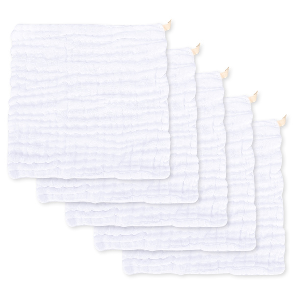 5-pack Baby Handdukar, Ansiktshanddukar, Salivduk, Spädbarnsnäsduk, Tvätthandduk (Vit)