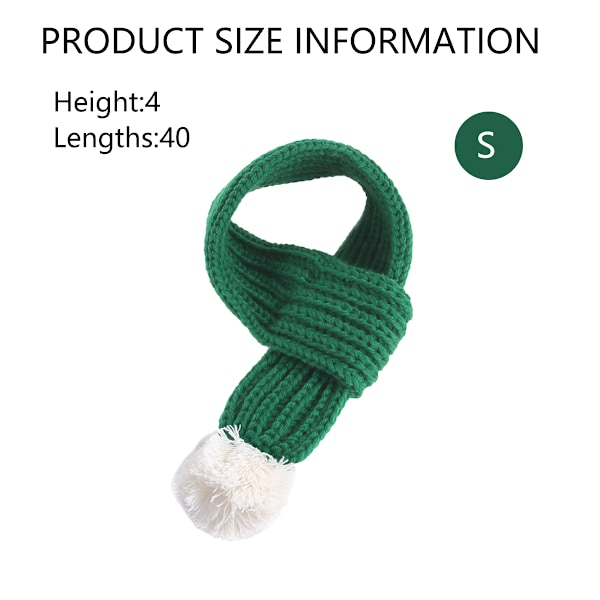 Hundstickad halsduk med vit pompom varm bandana vintersemester husdjurstillbehör kattsjalar (grön)