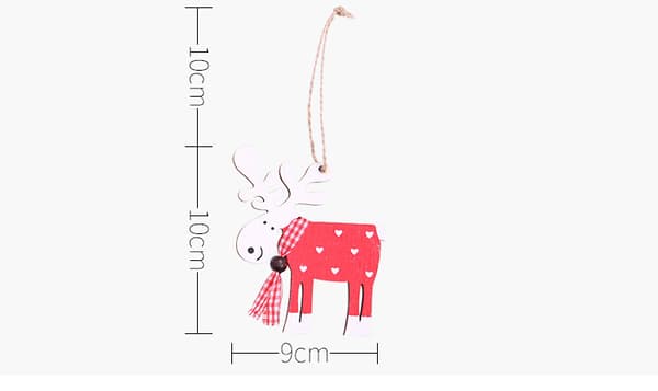 4 stycken julgranspynt i trä, älgformade