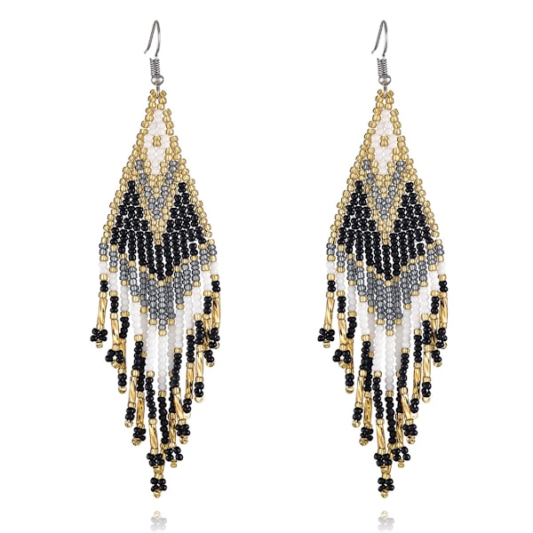 Perle-frynserørringer i boho-stil - Håndlagde perle-frynserørringer