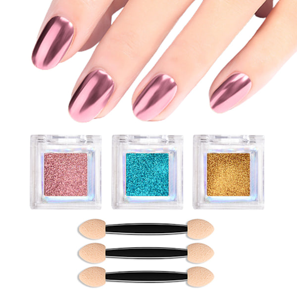 Nagelpulver metall spegeleffekt holografisk aurora kameleont pigment, nagelkonst gel fast magiskt spegelpulver