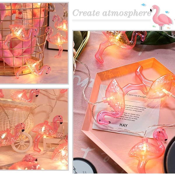 Rosa Flamingo String Lights, 6,5 Ft String Lights med 20 LED batteridrivna Flamingo Fairy Lights för Flamingo Presenter, Flamingo Party och Yard