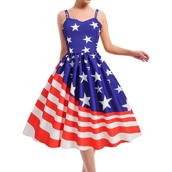 Patriotic Dress Women July 4th American Flag Sleeveless Dress