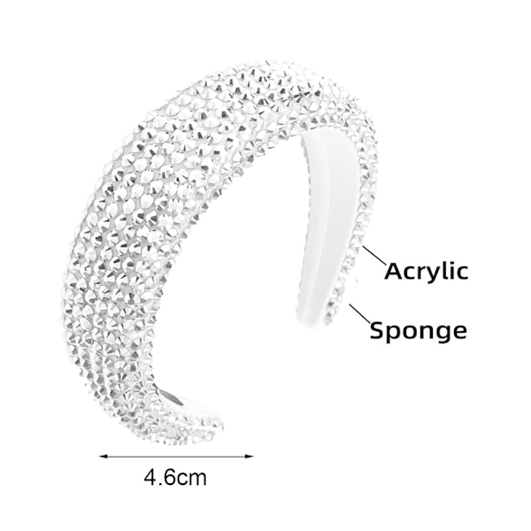 Glittrande kristallpärlbeklädd bred diadem med strass för kvinnor