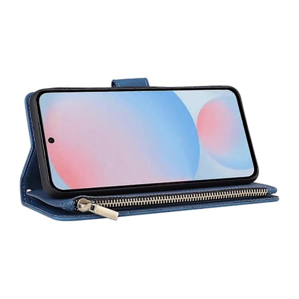 Case for Samsung Galaxy A56 5G with Zipper, Wallet, Multiple Card Slots, Leather Case Blue