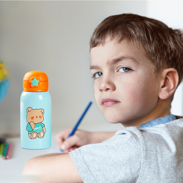 Småbarns Sippy Cup med Straw, Zoo Rustfritt Stål Straw Bottle