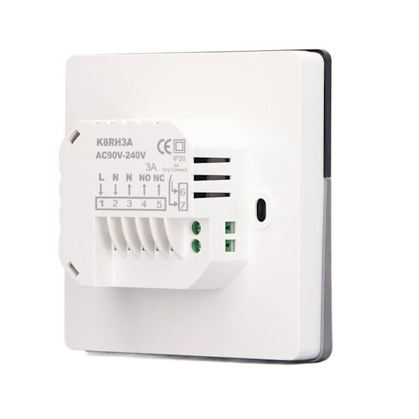 3A Smart Termostat LCD Fargeskjerm Høy Nøyaktighet Programmerbar Termostat Vannvarme Kjelvarme for Hjem Handlecenter AC90‑240V Grå WiFi