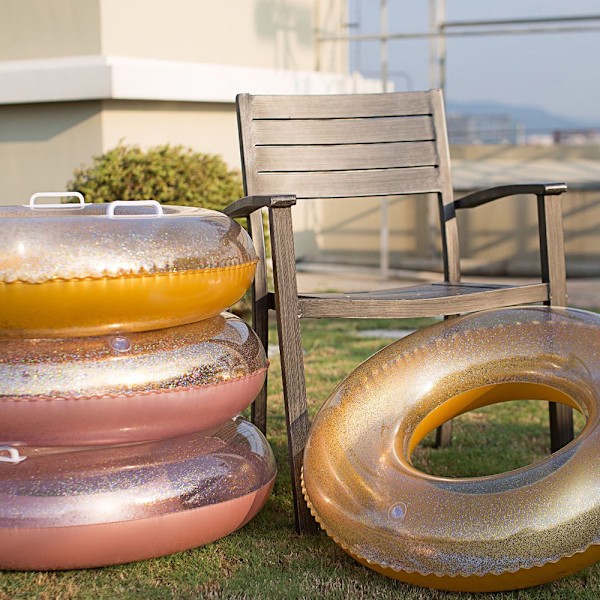 Glitter Svømme Ring, Oppblåsbar Holdbar Rund Formet Sommerbasseng Strandfest Svømme Flyte Tube