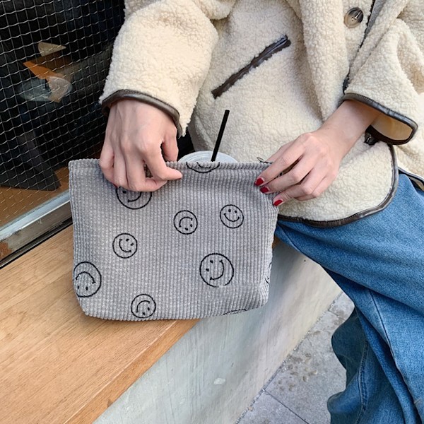 Sminkväska med prickar, Retro Smiley Förvaring Toalettväska