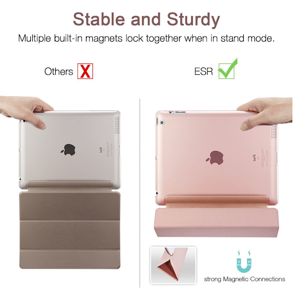 Fodral för iPad 2 / 3 / 4 - Ultralätt Smalt Smart Skal Stativskydd med Genomskinligt Frostad Bakskydd (Med Automatisk Väckning / Sömn) Rose Gold
