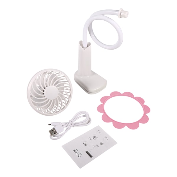 Solfjäderformad Elektrisk Laddningsbar Skrivbordsfläkt med USB för Hemma eller Kontor (Rosa)