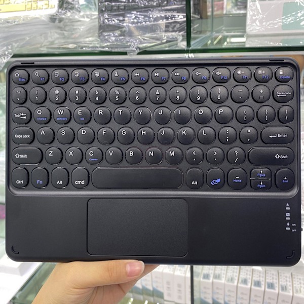 10-tums Bluetooth-tangentbord med pekplatta, trådlöst tangentbord, ultratunt och bärbart med styrplatta, inbyggt uppladdningsbart batteri