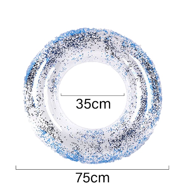 Badring för vuxna, regnbågsglitter badring med strandboll, transparent flytring, hållbar uppblåsbar poolbad, badring
