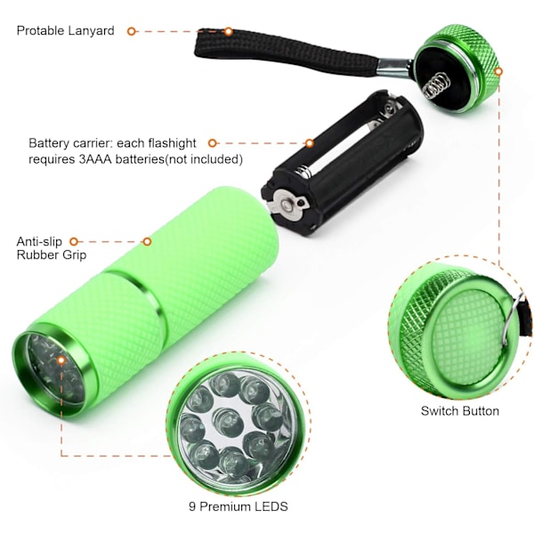 LED-ficklampa, små glödlampor med 9 LED-lampor, bärbar ljusnagel torkare för nagelgel
