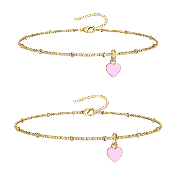 Kjedearmbånd og ankelkjeder i rustfritt stål for menn og kvinner, armbånd (15+5cm), ankelkjede (21+5cm) Justerbar