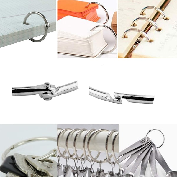 20 Pak Bogbinder Ringe Kontor Metal Løse Blade Ring Nøglering