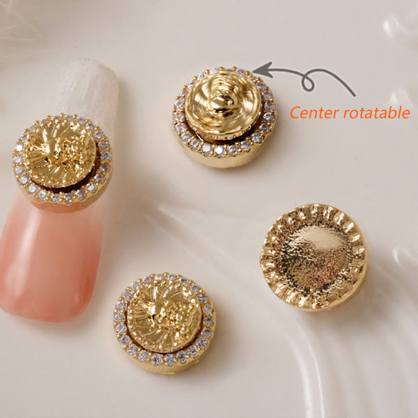 5 st 3D Kanin Nagel Charm Rhinestones Diamanter Glitter Roterande Nagel