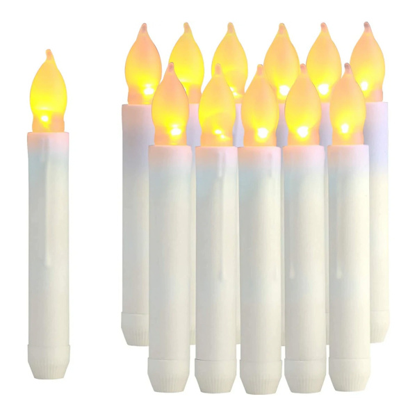12 st 16,5 cm Flamfria LED Ljus, Batteridrivna Ljusstakar med Varmgul Flimrande Låga, Elektriska