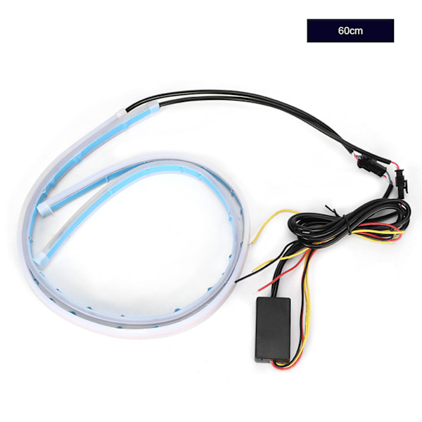 2 stk Bil LED Forlygtebånd Slim Fleksibel DRL Blinklys Hvid + Gul 60cm