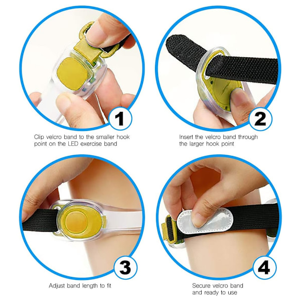 2 stk LED Nat Reflekterende Armbånd, PVC Oplyst Håndledsrem