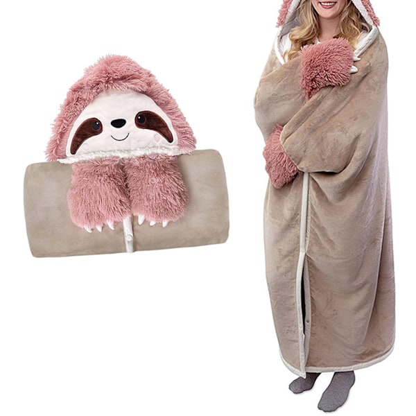 Sloth Present för kvinnor Bärbar filt Sengångare Presenter Sofffilt Sengångare gosig filt Fluffig tecknad sengångare gosig filt Söt djurmönsterfilt