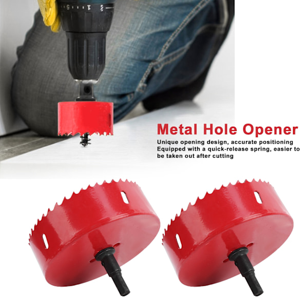 2 Sæt BiMetal Hulsavkutter Sæt til Aluminiumsplade PVC Jernplade Hulåbning 120165mm(90mm )