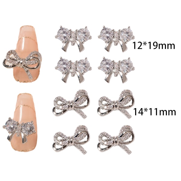 8 st. Slips Dekorationer för Naglar i Legering med Rosett, Strass, Slips, Kristaller för Akrylnaglar, Juveler, Strass, Nagelkonst, Stenar, Set
