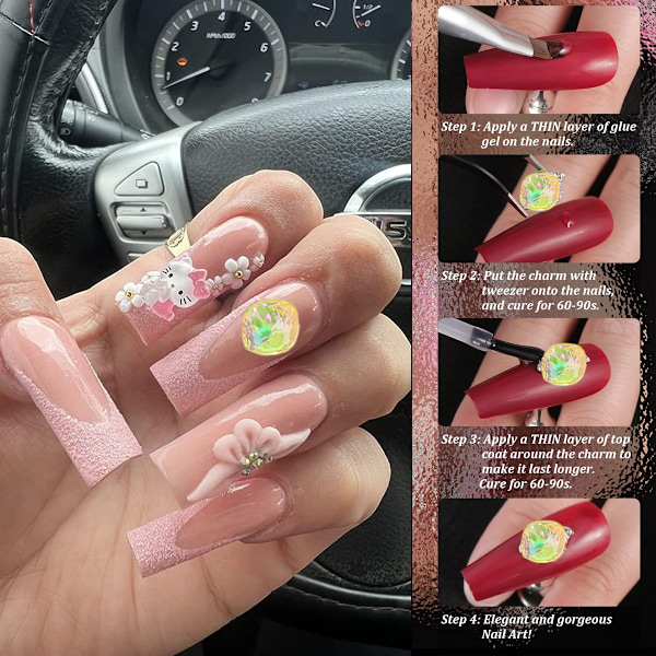 10 st Nageltillbehör Fetta Kvadratisk Borr Super Flash Aurora Phantom Mocha Kristallglas Spets Bottenborr Nageltillbehör