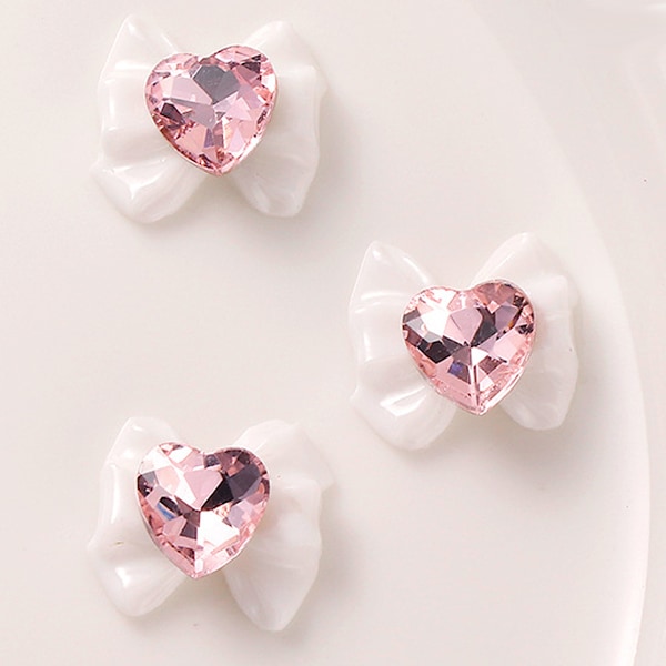 12 st Nagelprydnader Transparent Färg Rosett Nageltillbehör Resinformad Borr Nageldekorationer