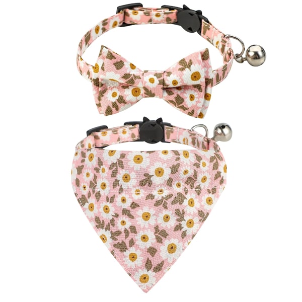 2 st set kattkrage bandanas klockor set, kattkrage avtagbar med söt fluga och klocka, tillbehör till husdjurskragar