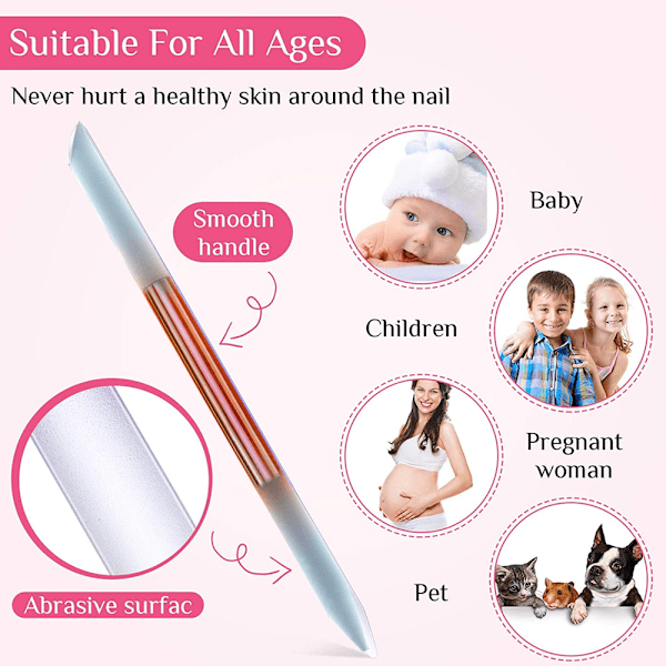 5 stk. Glas Neglebåndspusher Neglebåndspind Sæt Dobbeltsidede Neglefiler Manicure Filning Neglebåndsfjerner