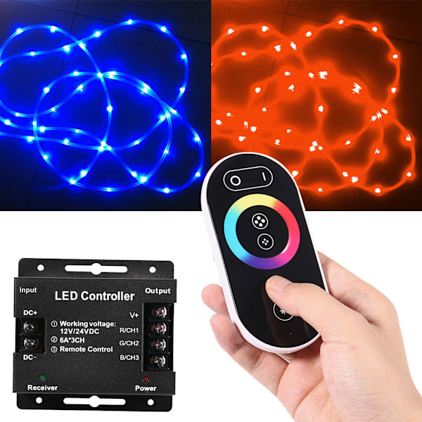 18A DC 12V/24V 2.4G RF Trådløs Berørings-RGB Fjernkontroll For 5050/3528 RGB LED Strip Lys