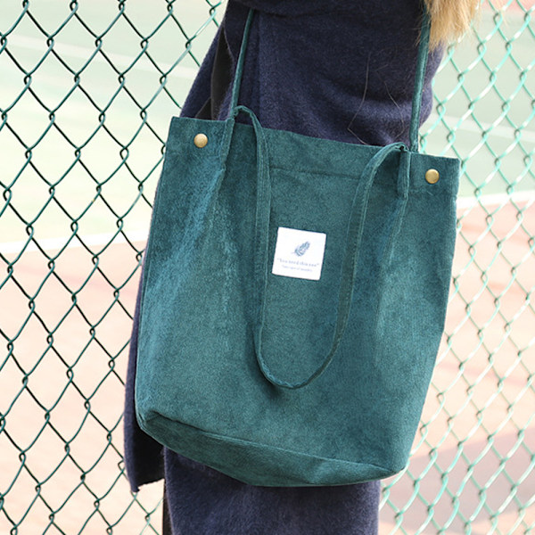 Corduroy Canvas Väska Handväska Litterär Joker Axelväska Campus Tote Väska